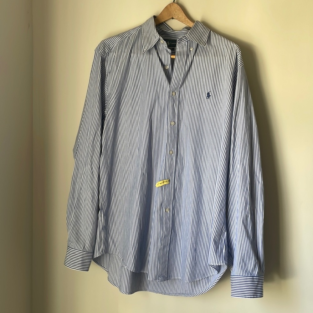 Men’s Ralph Lauren button down shirt blue white formal striped size xl